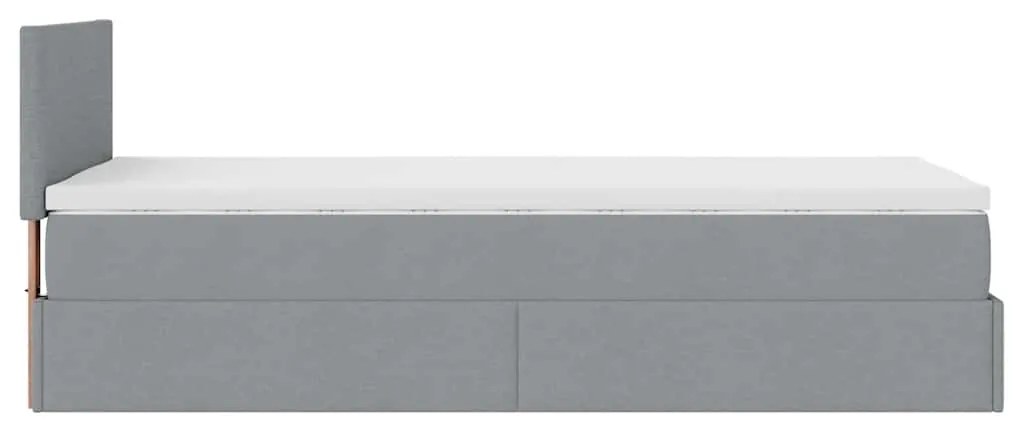Cama Otomana com colchão & LEDs 90x200 cm tecido cinzento claro