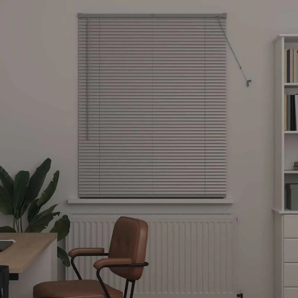 Persiana de Janela com cortinas Manual Prata 105 x 130 cm Alumínio