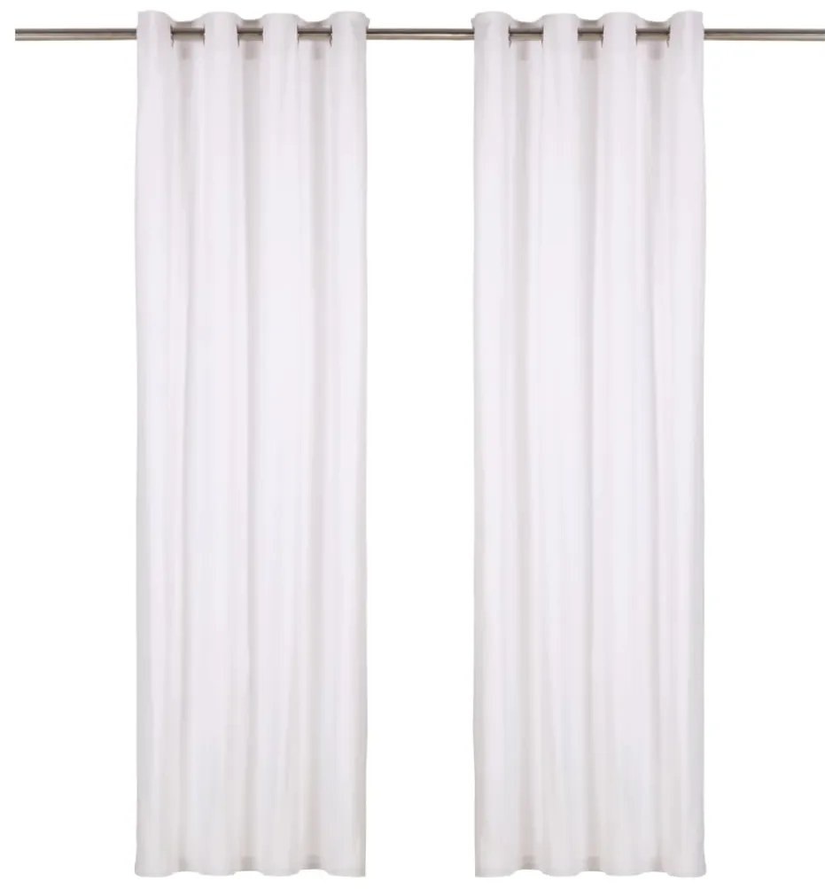 134318 vidaXL Cortinas com argolas de metal 2 pcs algodão 140x225 cm branco