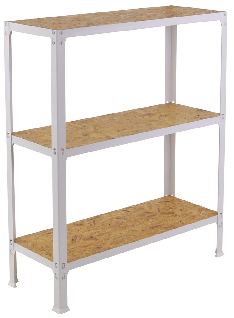 Estante com 3 Prateleiras madeira SIMONHOME CLICK WOOD PLUS 3/300 BRANCO/OSB Capacidade P/ prateleira 150 Kg Dimensões 900x1000x300 mm