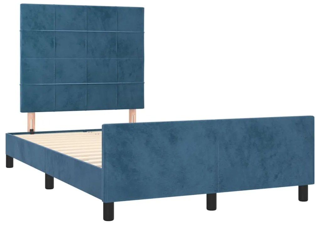 Estrutura de cama sem colchão 120x200 cm veludo azul