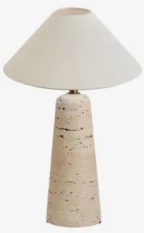 Candeeiro De Mesa Em Travertino Davise Travertino & Branco Mate Ø35 Cm - ↑15 Cm Graciela - Sklum