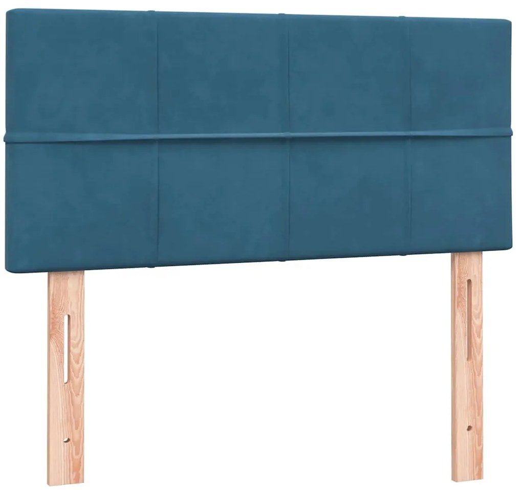 Cama com molas/colchão 80x220 cm veludo azul-escuro