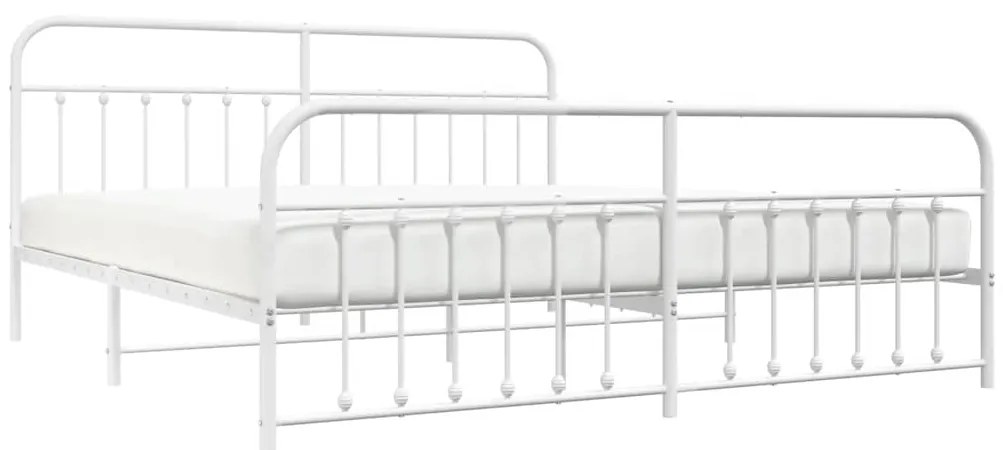 Estrutura de cama com cabeceira e pés 193x203 cm metal branco