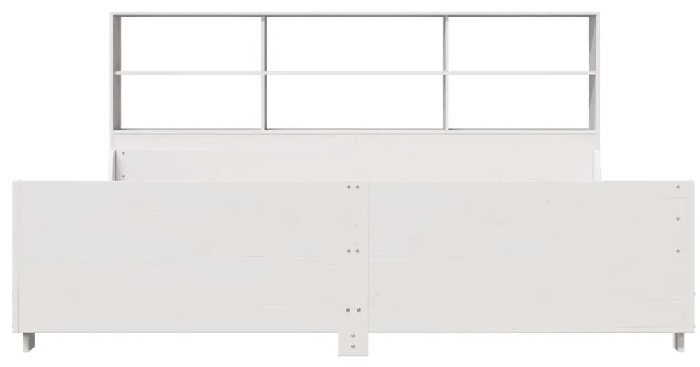 Cama com estante sem colchão 180x200 cm madeira maciça branco