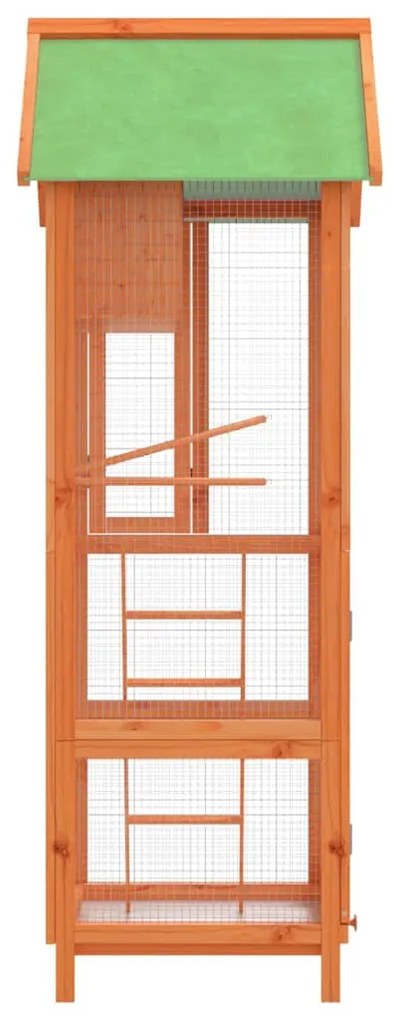 Gaiola para pássaros 60x58,5x160 cm pinho maciço castanho