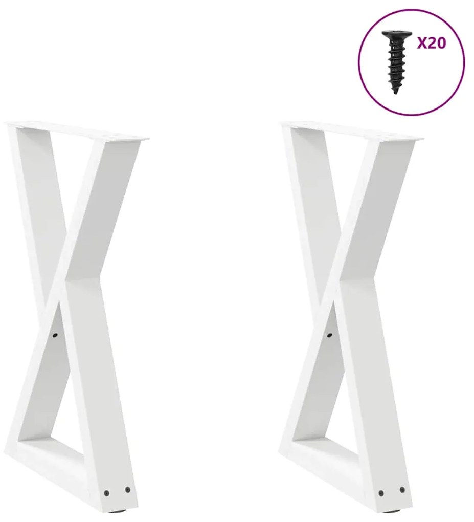 vidaXL Pés para mesa de jantar 2 peças, branco, 50x(72-73,3) cm, aço