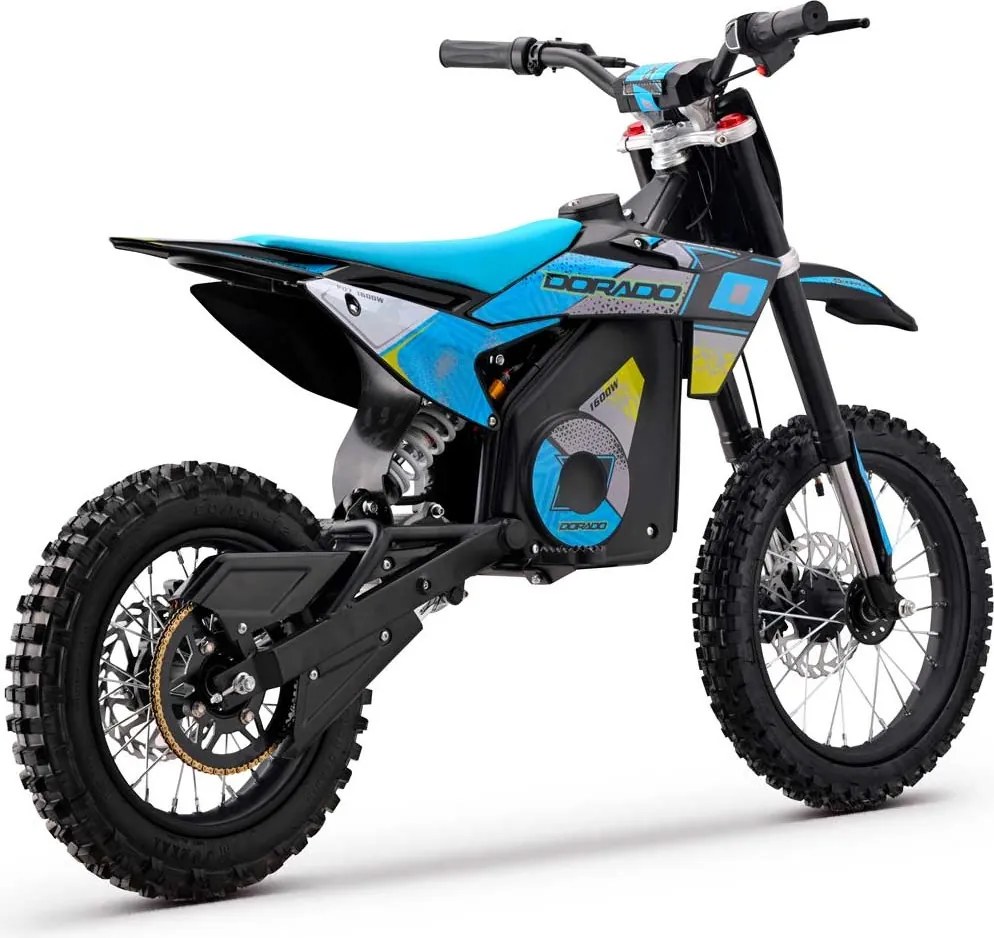 Mini moto elétrica para crianças velocidade até 38 km/h aprox. C/Limitador 1600W DORADO PD7 14/12" Azul