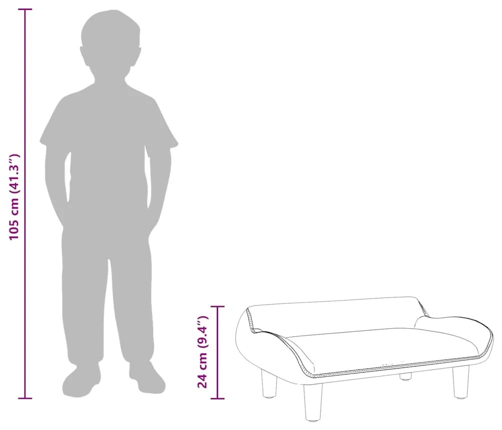Sofá infantil 70x40x24 cm veludo cor creme