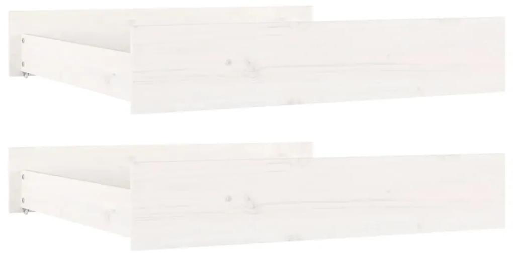 Gavetas de cama 2 pcs madeira de pinho maciça branco