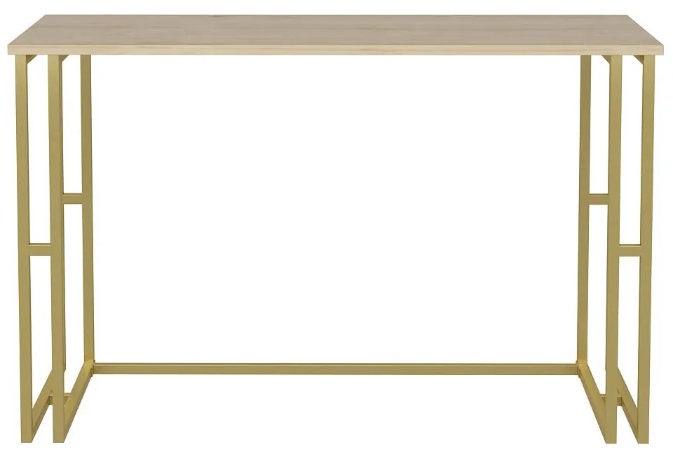 Secretária de Estudo Kane - Dourado e Carvalho - 120x60x74,8 cm