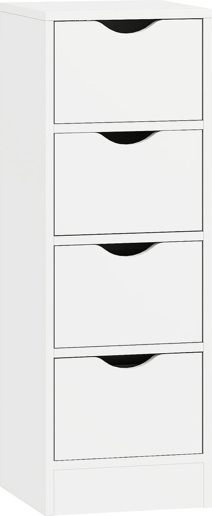 HOMCOM Armário Estreito de Casa de Banho com 4 Gavetas e Puxadores Embutidos para Espaços Reduzidos 29x29x83 cm Branco | Aosom Portugal