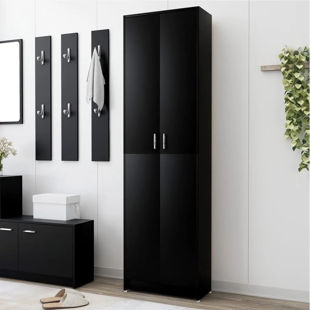 802850 vidaXL Roupeiro de corredor 55x25x189 cm contraplacado preto