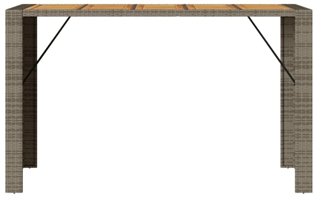 Mesa de bar para jardim com tampo em acácia vime PE cinza