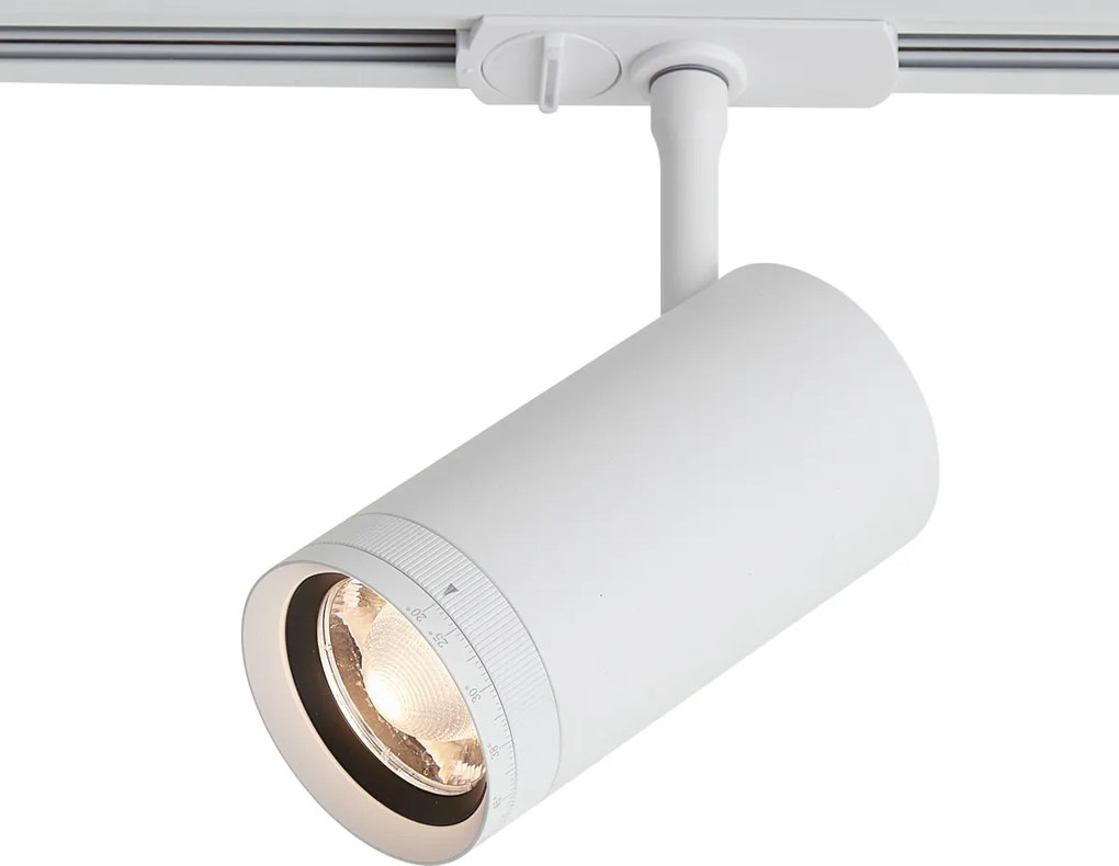 Foco moderno branco para sistema de calhas de iluminação monofásico, incluindo LED rotativo e inclinável - Iconic Zoom