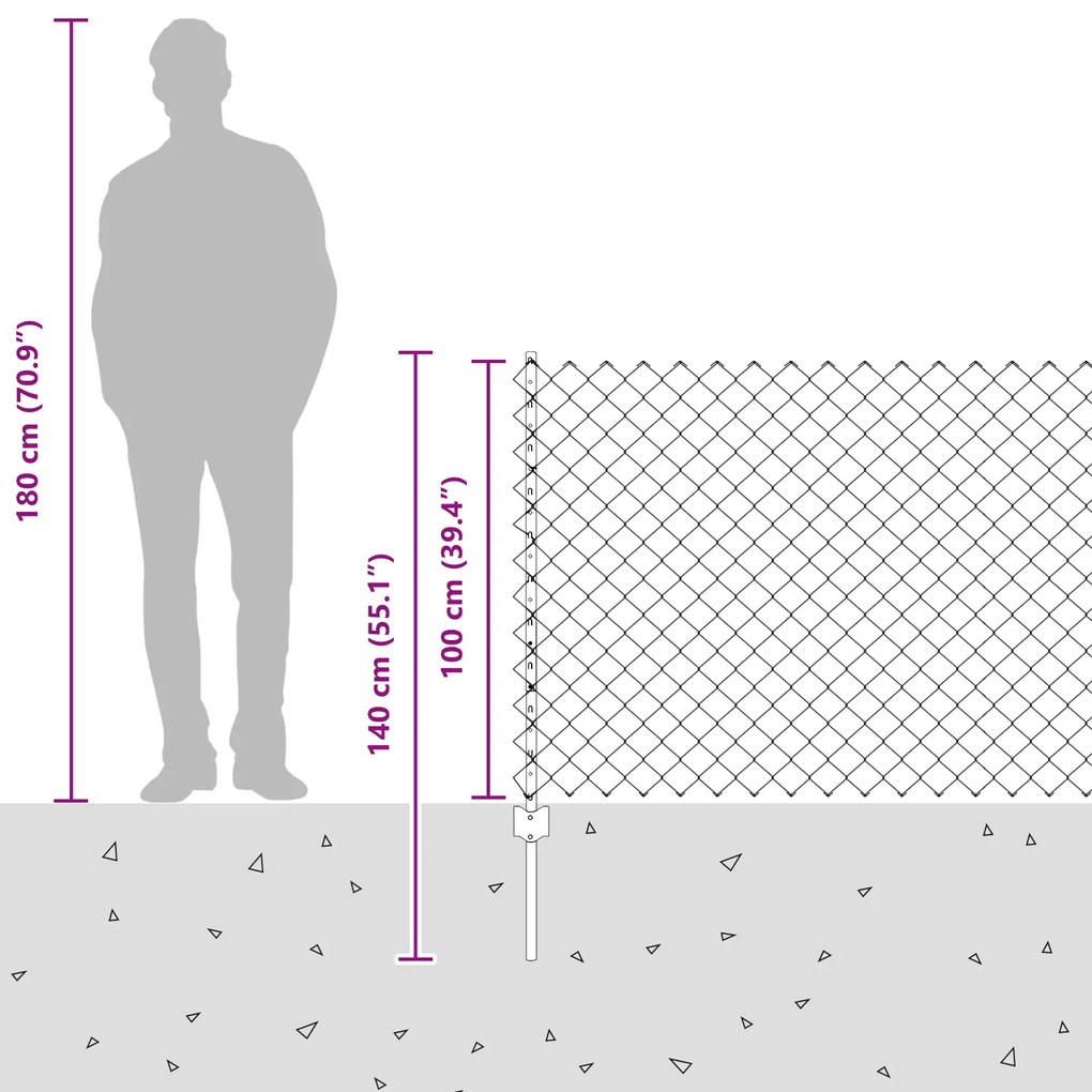 Conjunto de Cerca de Jardim 2 Peças Aço galvanizado 25 x 1 m