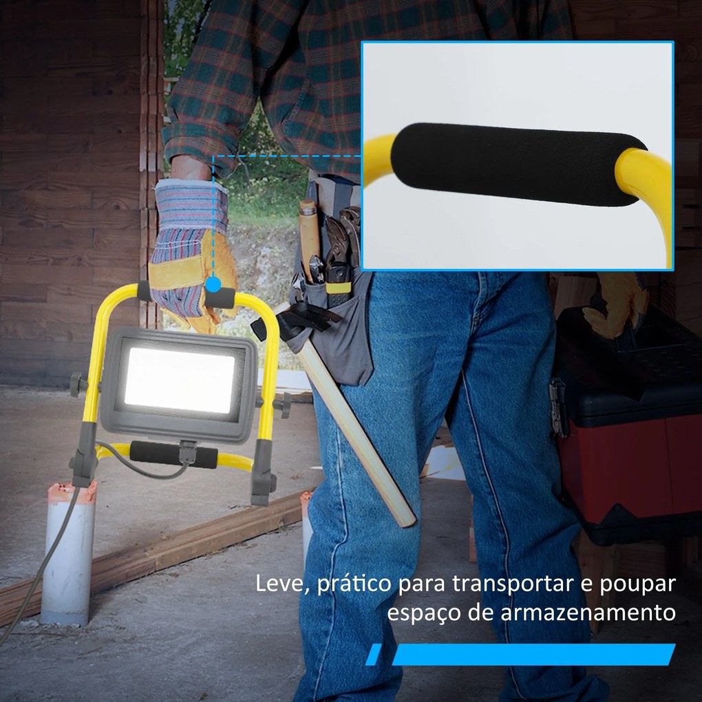 Preojetor LED Recarregável com Cabeças e Suporte Ajustáveis 50W 4250 L