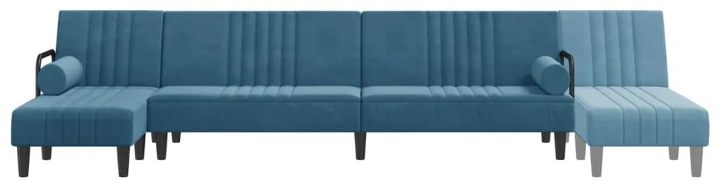 Sofá-cama em forma de L 260x140x70 cm veludo azul