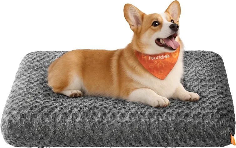 Cama para cães L 95 x 60 cm com estofamento macio cinza ardósia