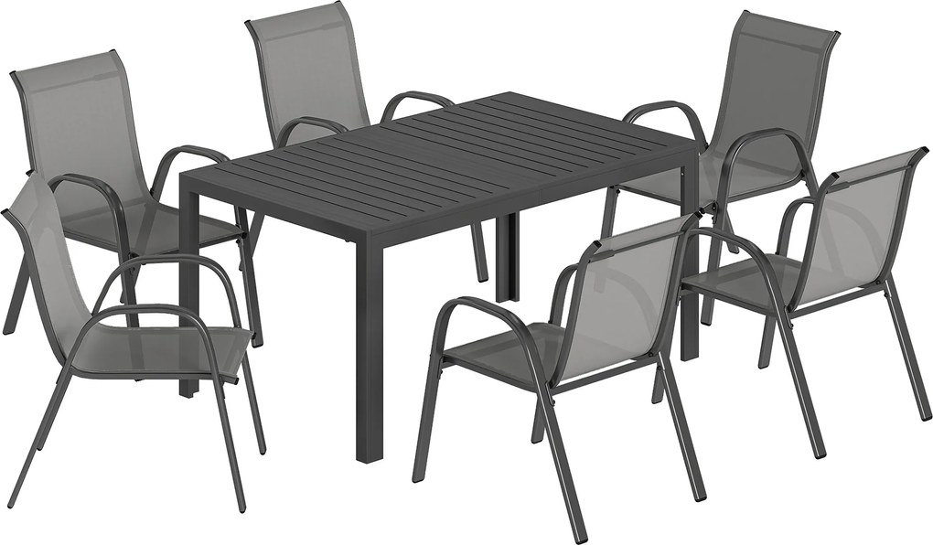 Outsunny Conjunto de Mesa e Cadeiras para Jardim Conjunto de Jantar 7 Peças Cinza Claro | Aosom Portugal