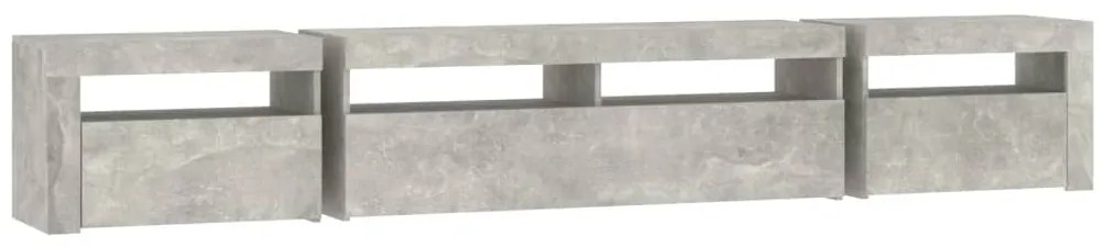 Móvel de TV com luzes LED 240x35x40 cm cinzento cimento