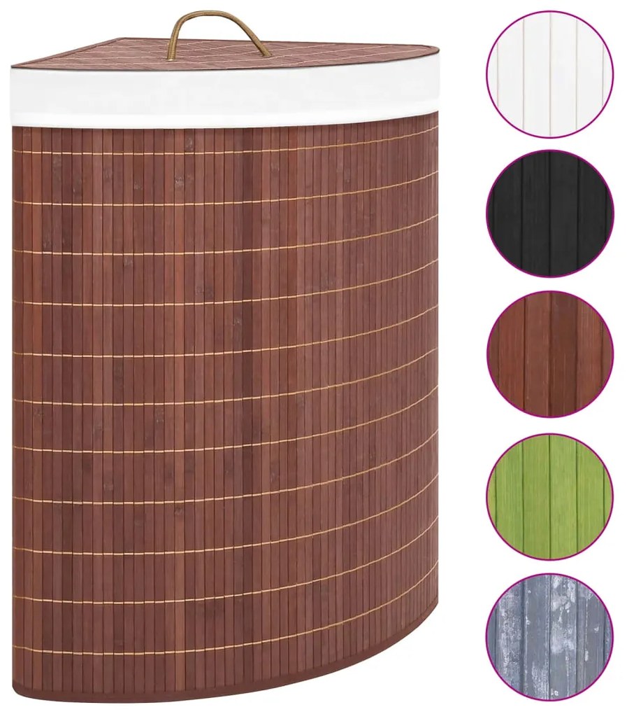 Cesto de canto para roupa suja 60 L bambu castanho