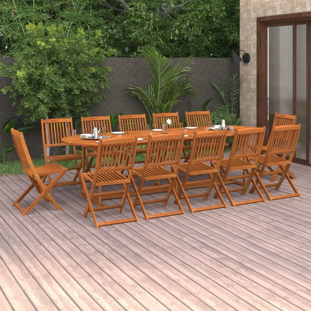 13 pcs conjunto de jantar para jardim 280x90x75cm acácia maciça