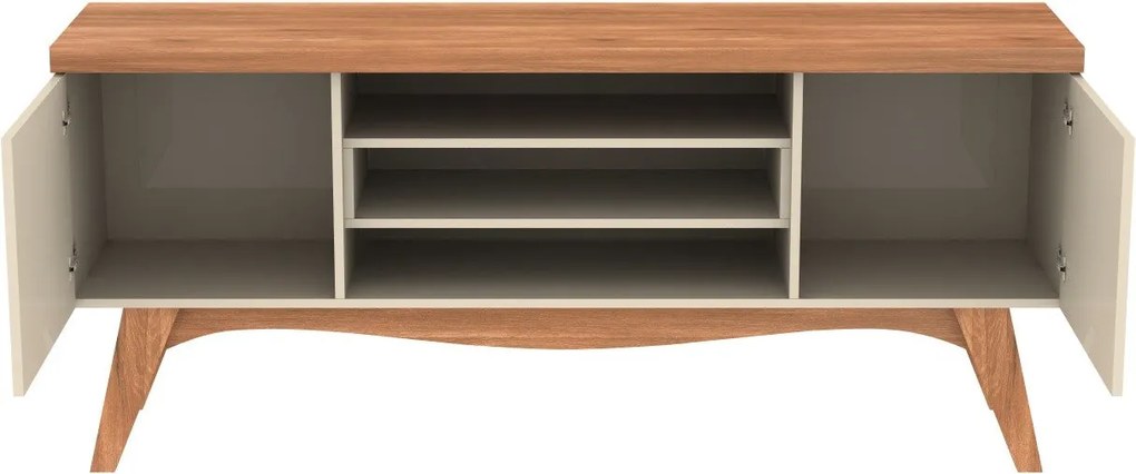 Móvel TV LIS – 160x38x70,5 cm – MDP Casca de Ovo e Coral com Portas De