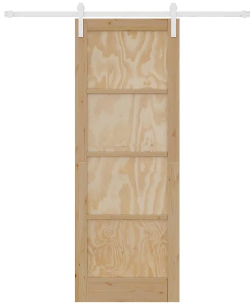 Porta Deslizante vidaXL com Conjunto de Ferragens 78x211 cm Madeira Só
