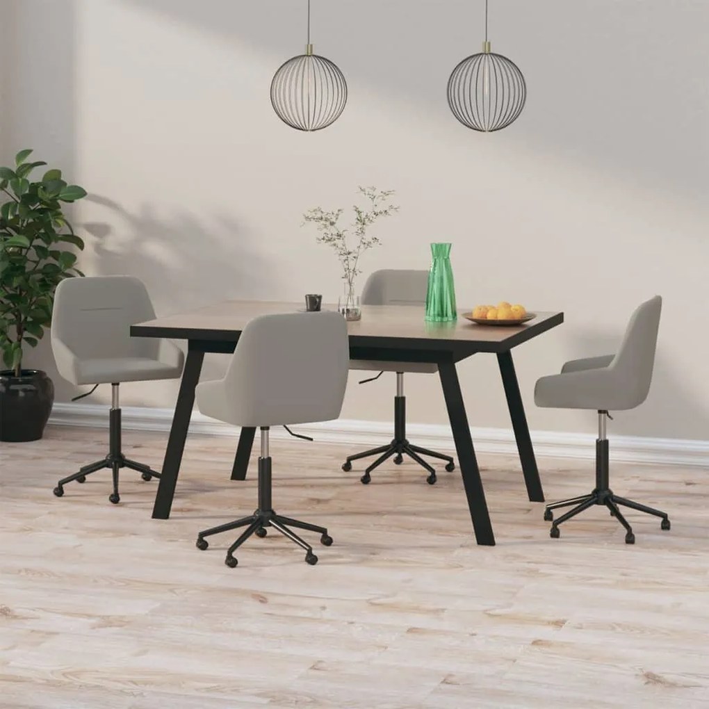 vidaXL Cadeiras de jantar giratórias 4 pcs veludo cinzento-claro