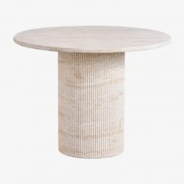 Mesa De Jardim Redonda Ø100 Cm Em Cimento Com Aparência De Travertino Velia Look Travertino - Sklum