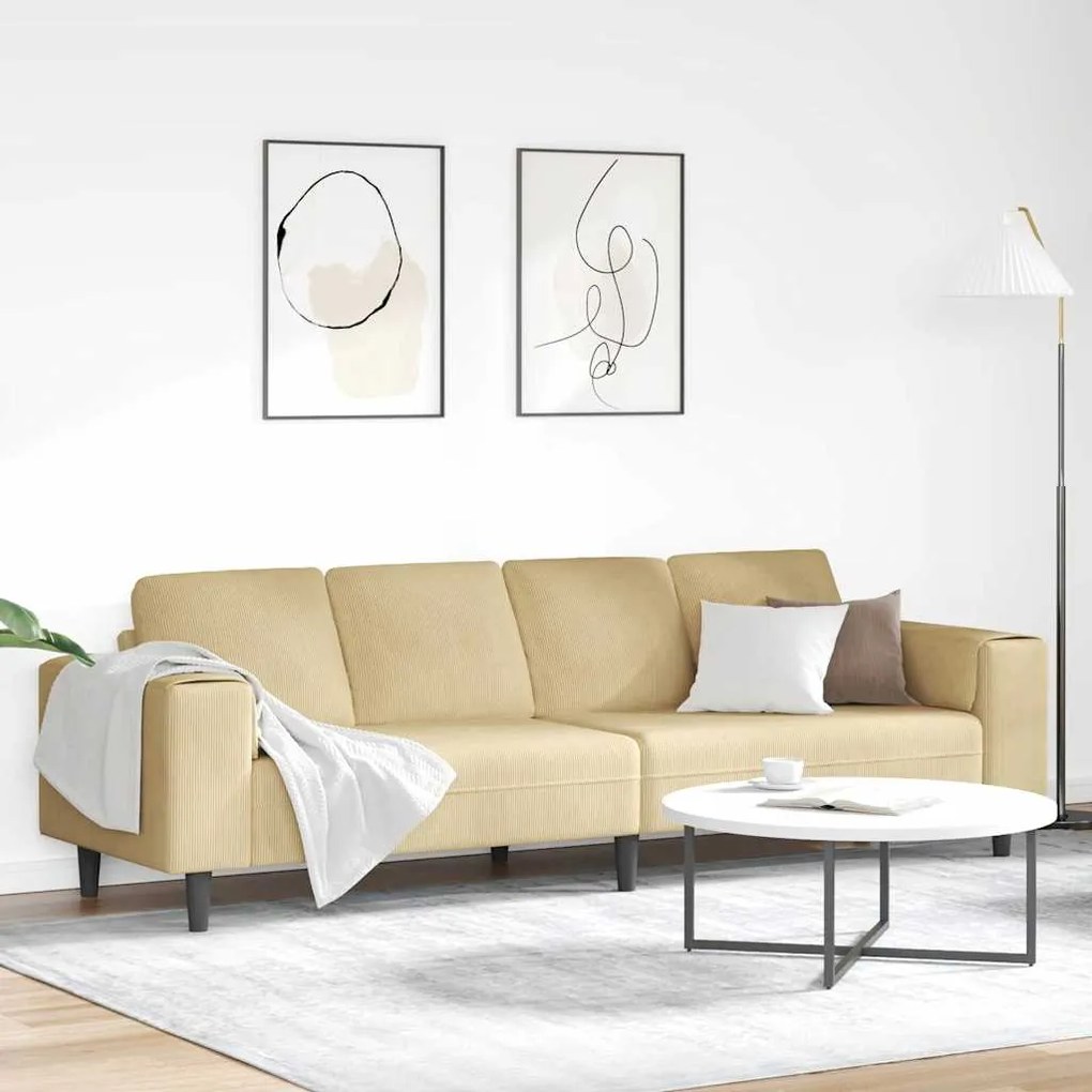Sofá de Tecido Cinza Verde 208 cm Tecido de veludo côtelé