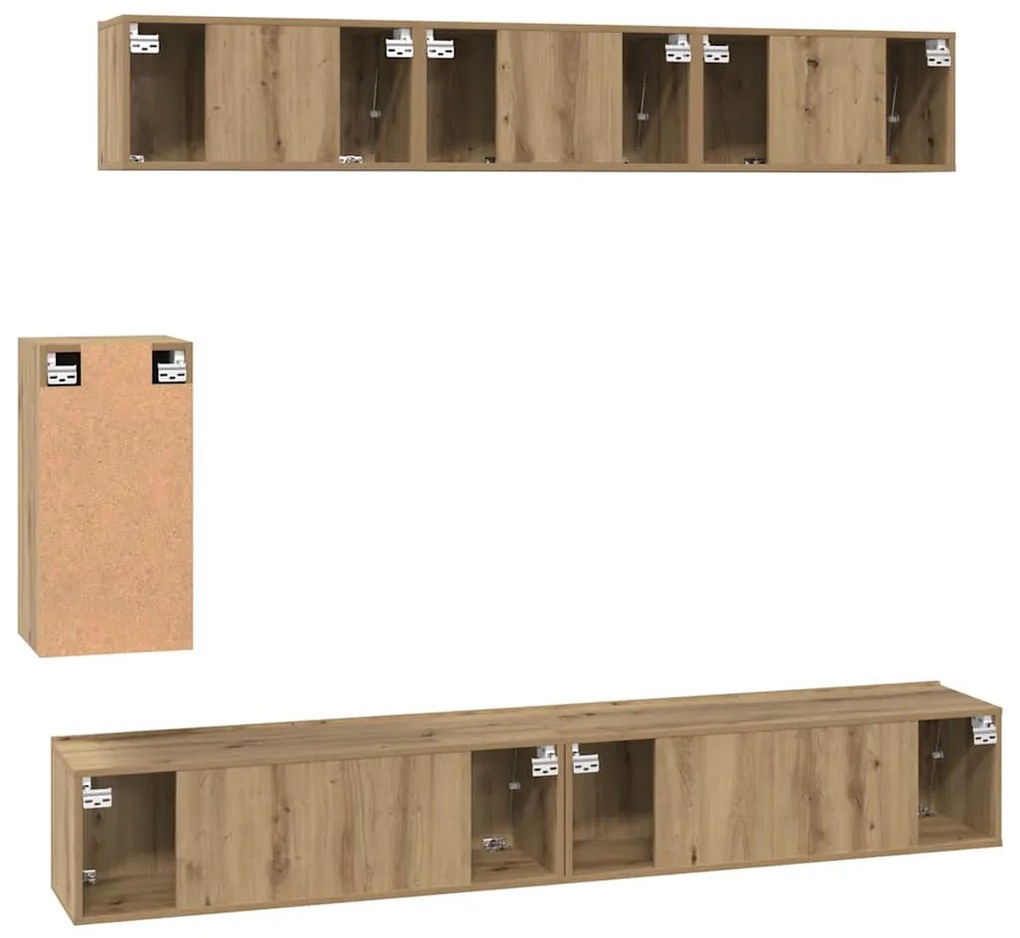 Conjunto de móvel de TV 6 pcs carvalho artisiano Médio