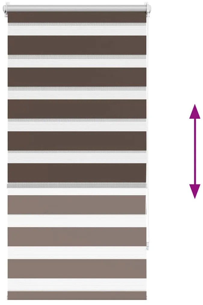 Estore de rolo 60 x 120 cm, linhas de zebra / Café
