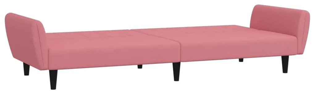 Sofá-cama de 2 lugares veludo rosa