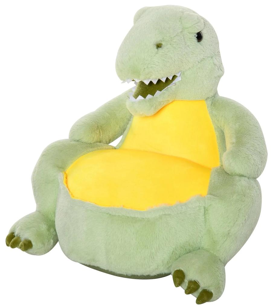 HOMCOM Sofá em forma de dinossauro para crianças acima de 18 meses com assento acolchoado  60x55x59cm Verde | Aosom Portugal