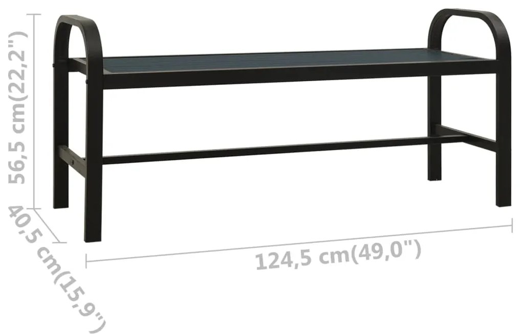 Banco de jardim 124,5 cm aço e WPC preto