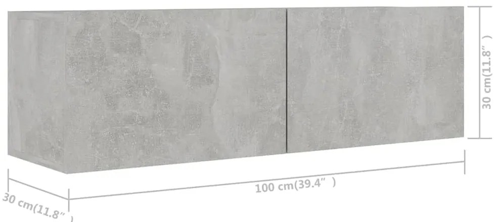 6 pcs conjunto de móveis de TV derivados madeira cinza cimento
