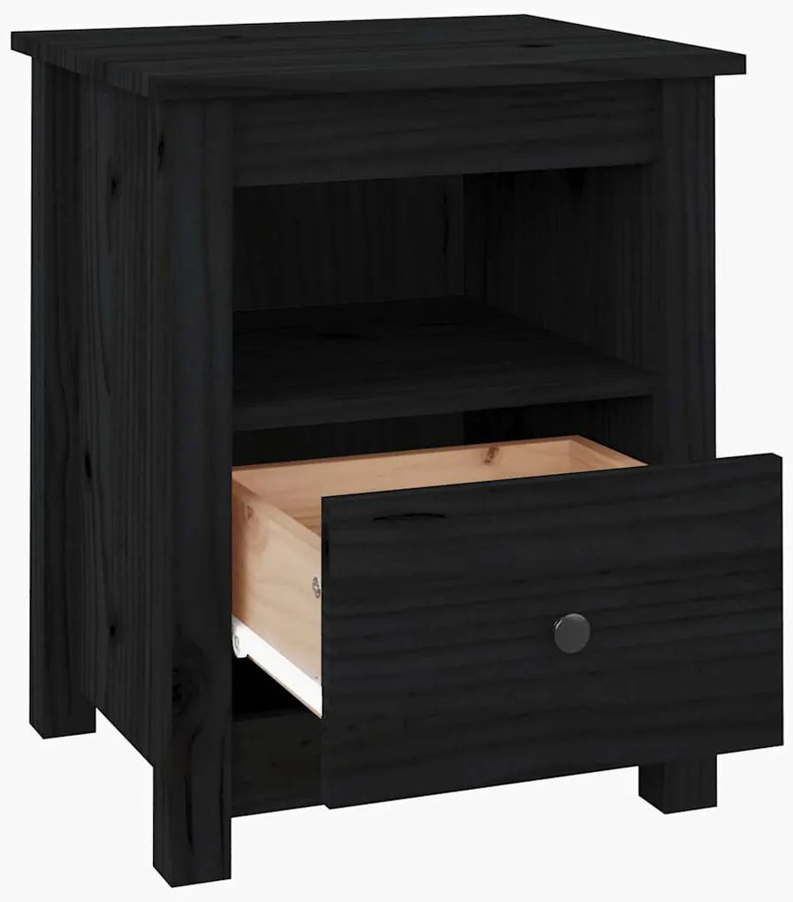 Mesas de cabeceira 2 pcs 40x35x49 cm pinho maciço preto