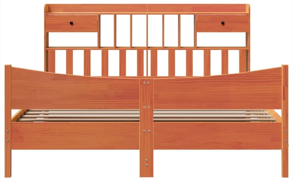 Cama sem colchão 200x200 cm pinho maciço castanho-mel