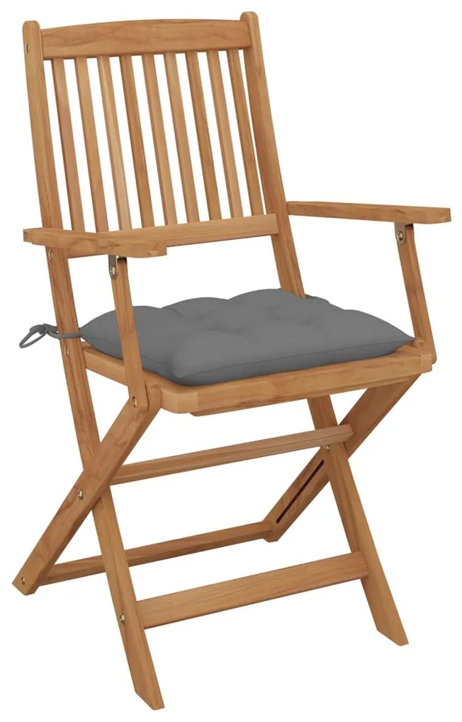 Cadeiras de exterior dobráveis c/ almofadões 8pcs acácia maciça