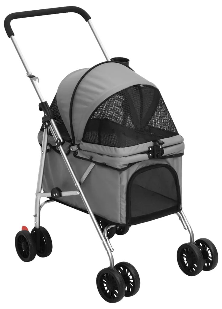 Carrinho dobrável para cães 76x50x100 cm tecido oxford cinzento