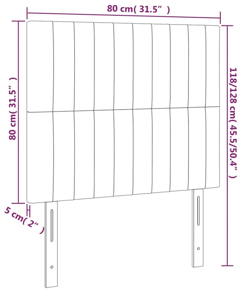 Cabeceira de cama 2 pcs veludo 80x5x78/88 cm cinzento-escuro