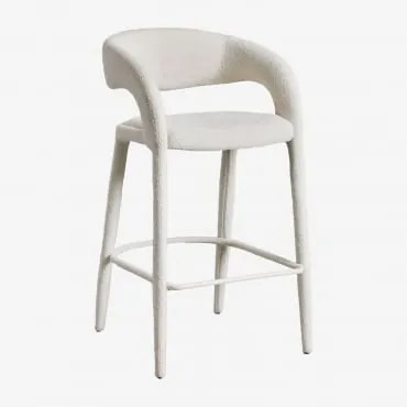 Pack De 4 Bancos Altos 75 Cm Estofados Arazeina Bouclé Branco - Sklum