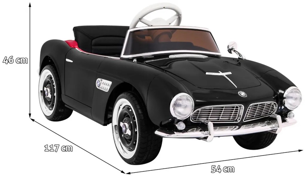 Carro elétrico para Crianças 12V BMW 507 Retro Rodas Eva, Assento de couro Preto