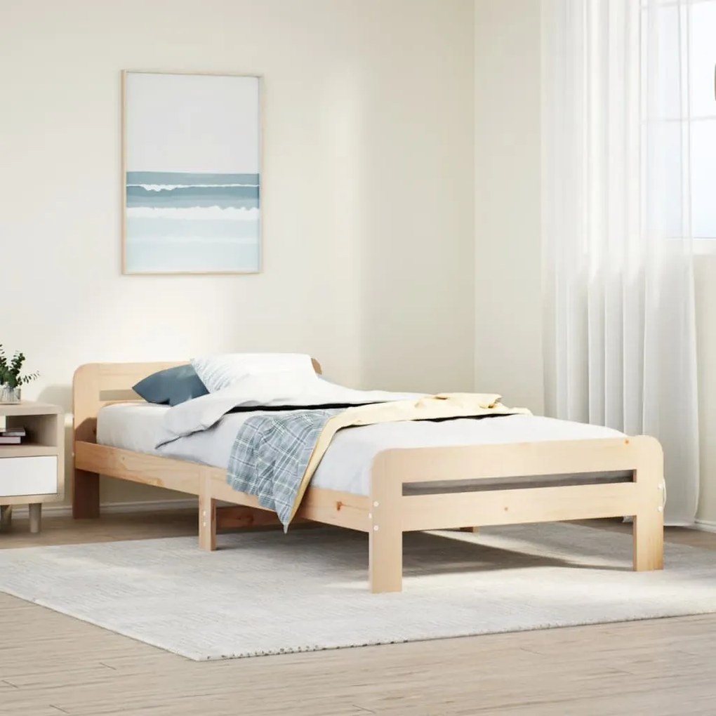 vidaXL Cama sem colchão 75x190 cm madeira de pinho maciça
