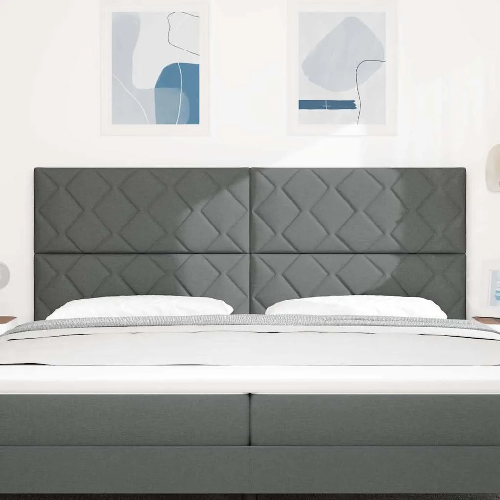 Cabeceira Cinza Escuro, Design de Blocos de Diamante, 200 cm em Tecido
