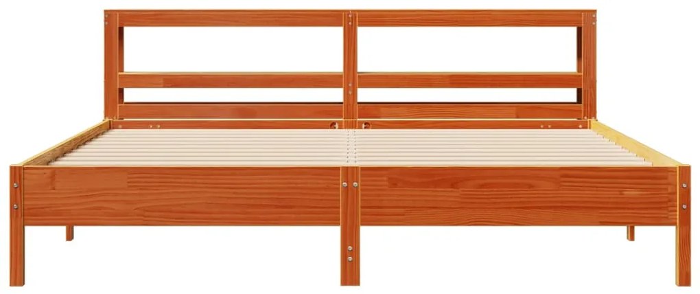 Cama sem colchão 200x200 cm pinho maciço castanho-mel