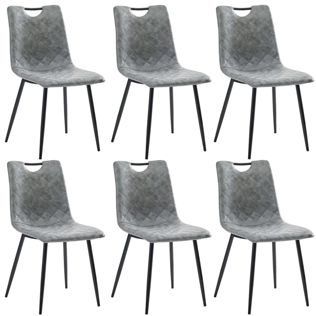 vidaXL Cadeiras de jantar 6 pcs couro artificial cinzento-escuro