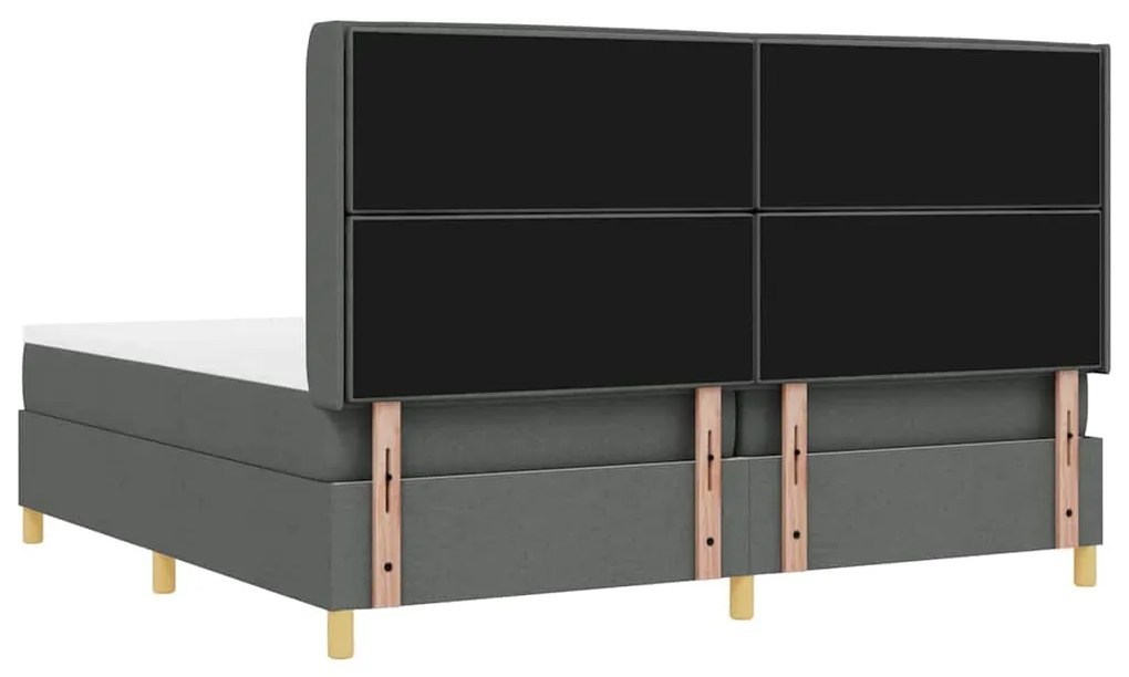 Cama Box Spring vidaXL com Colchão e LED Cinza Escuro 200x200 cm Tecid